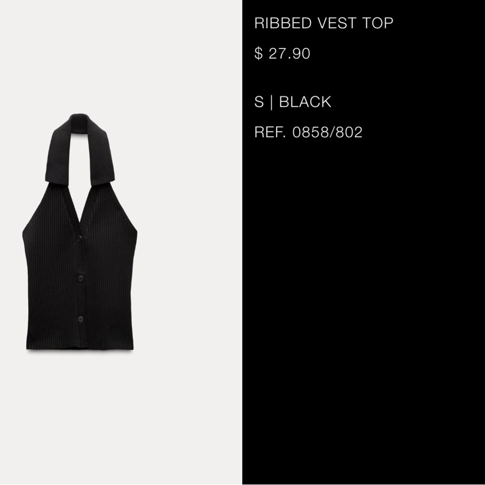 Black Ribbed Vest Top